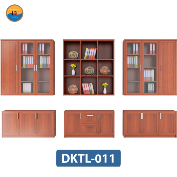 DKTL-011 | Hệ tủ tài liệu giám đốc DKF khoang không cánh + buồng tủ cánh mở tiện lợi