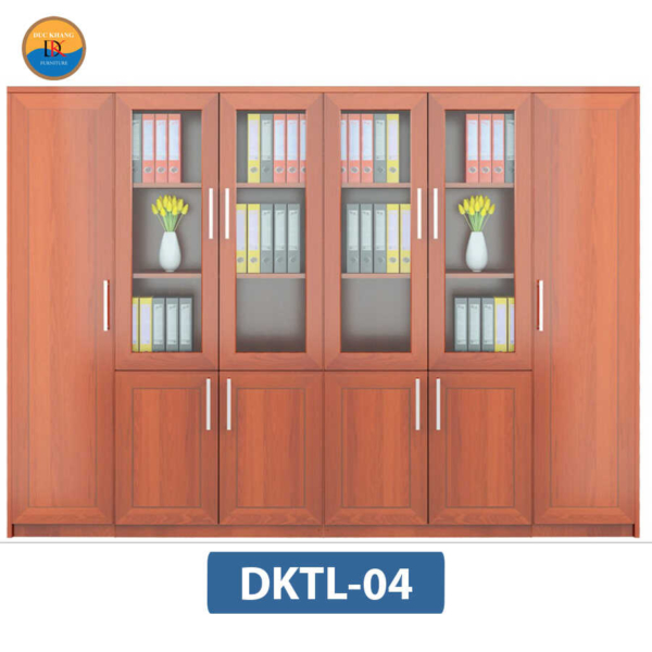 DKTL-04 | Hệ tủ tài liệu gỗ cánh kính DKF 6 buồng