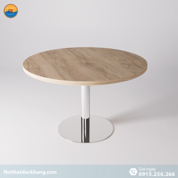 DKFBH120 | Bàn họp Apple hình tròn bằng gỗ, chân trụ Inox