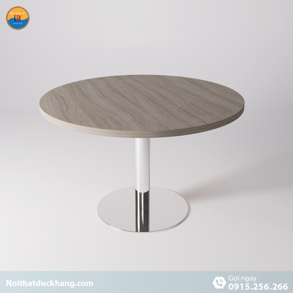 DKFBH120 | Bàn họp Apple hình tròn bằng gỗ, chân trụ Inox