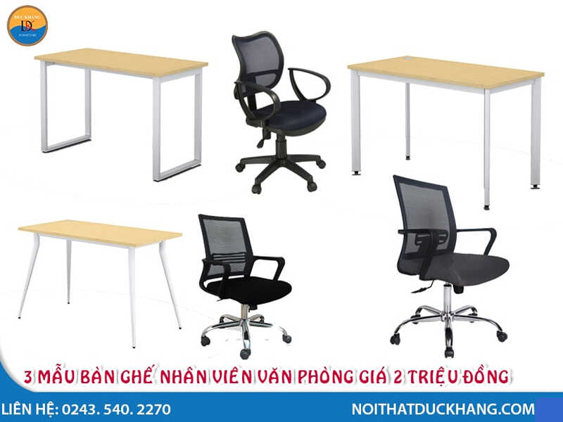 3 bộ bàn ghế nhân viên văn phòng giá dưới 2 triệu cực tiện dụng