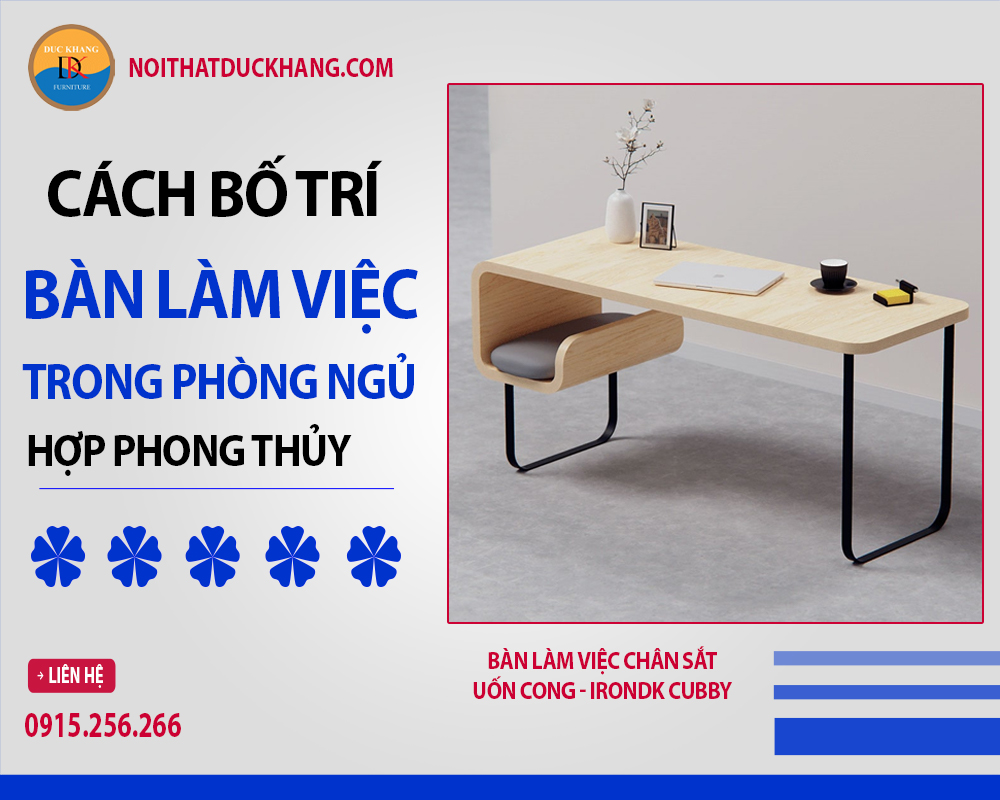 Cách bố trí bàn làm việc trong phòng ngủ hợp phong thủy 