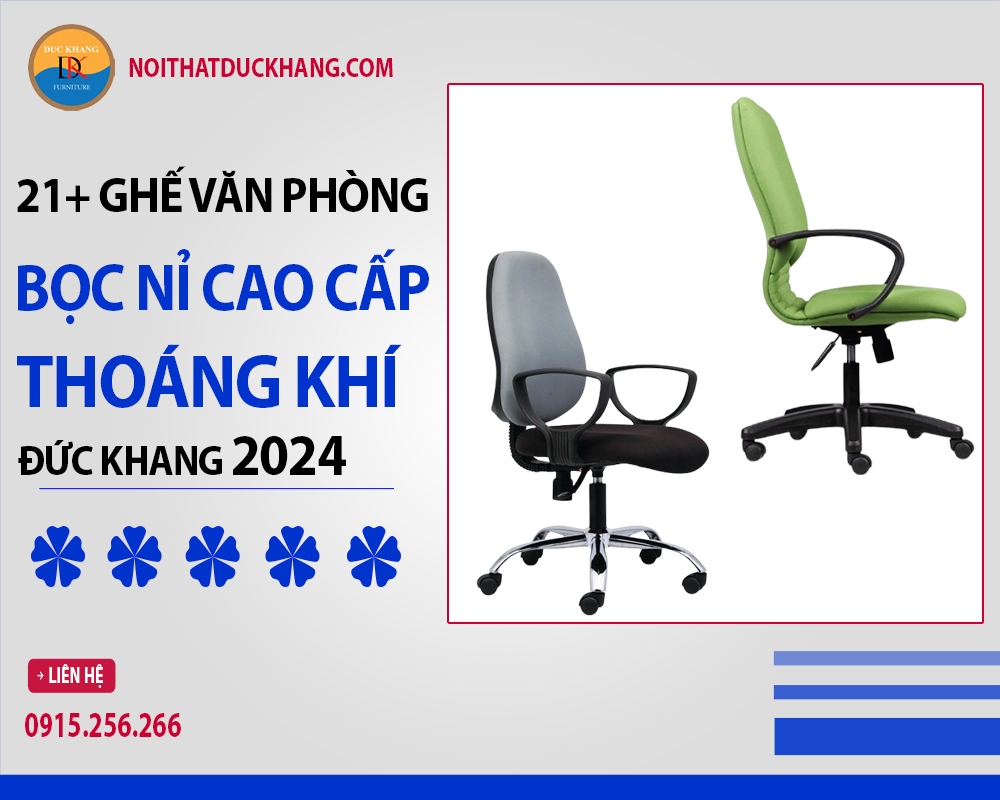 21+ ghế văn phòng bọc nỉ cao cấp thoáng khí Đức Khang 2024